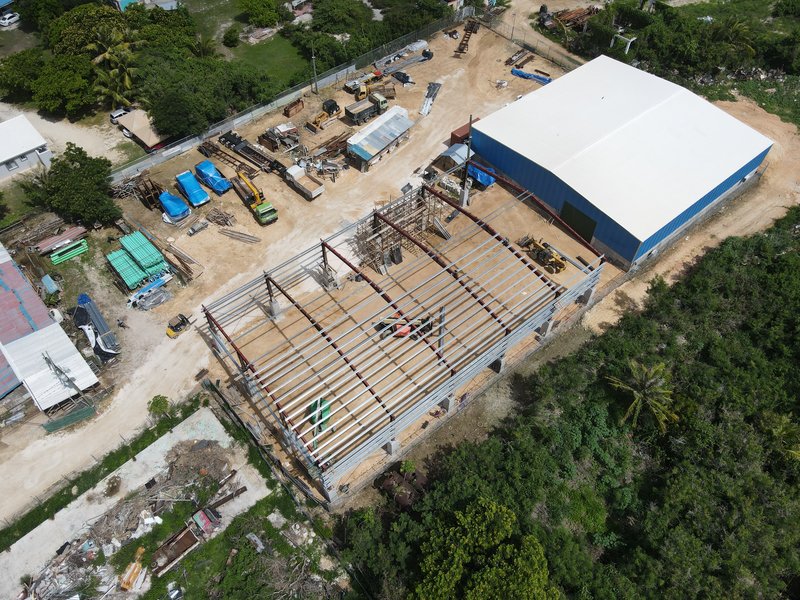 Warehouse construction aerial